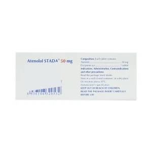 Thuốc Atenolol Stada 50 mg Stada điều trị tăng huyết áp, đau thắt ngực (10 vỉ x 10 viên)