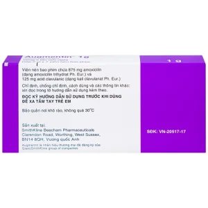 Thuốc Augmentin 1g GSK điều trị nhiễm khuẩn (2 vỉ x 7 viên)