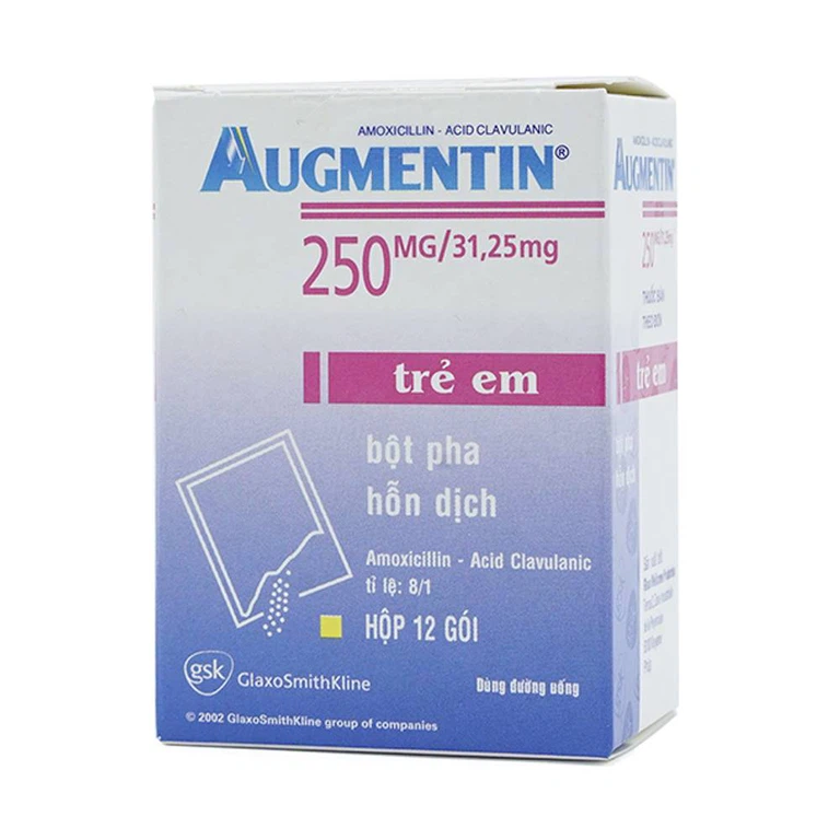 Bột Augmentin 250mg/31.25mg GSK điều trị nhiễm khuẩn (12 gói)