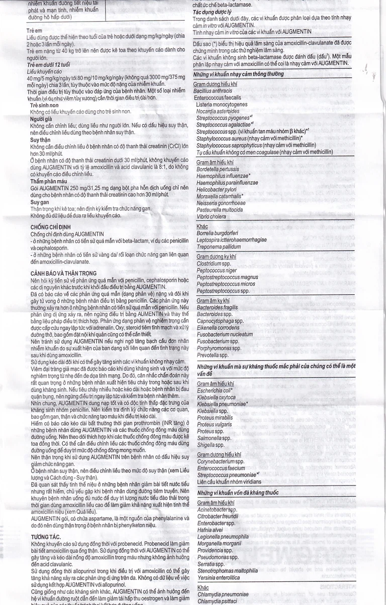 Bột Augmentin 250mg/31.25mg GSK điều trị nhiễm khuẩn (12 gói)