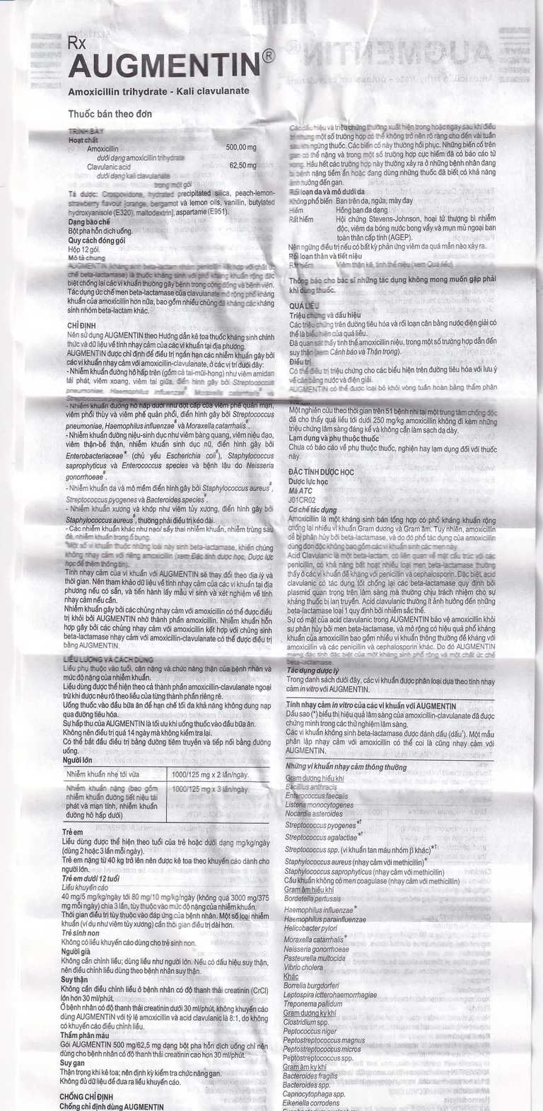 Bột Augmentin 500mg/62.5mg GSK điều trị nhiễm khuẩn (12 gói)