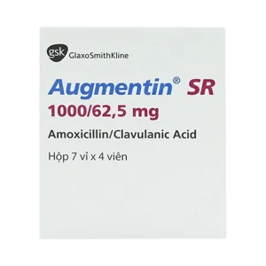 Thuốc Augmentin SR 1000/62.5mg Hanoi Pharma điều trị nhiễm khuẩn đường hô hấp (7 vỉ x 4 viên)