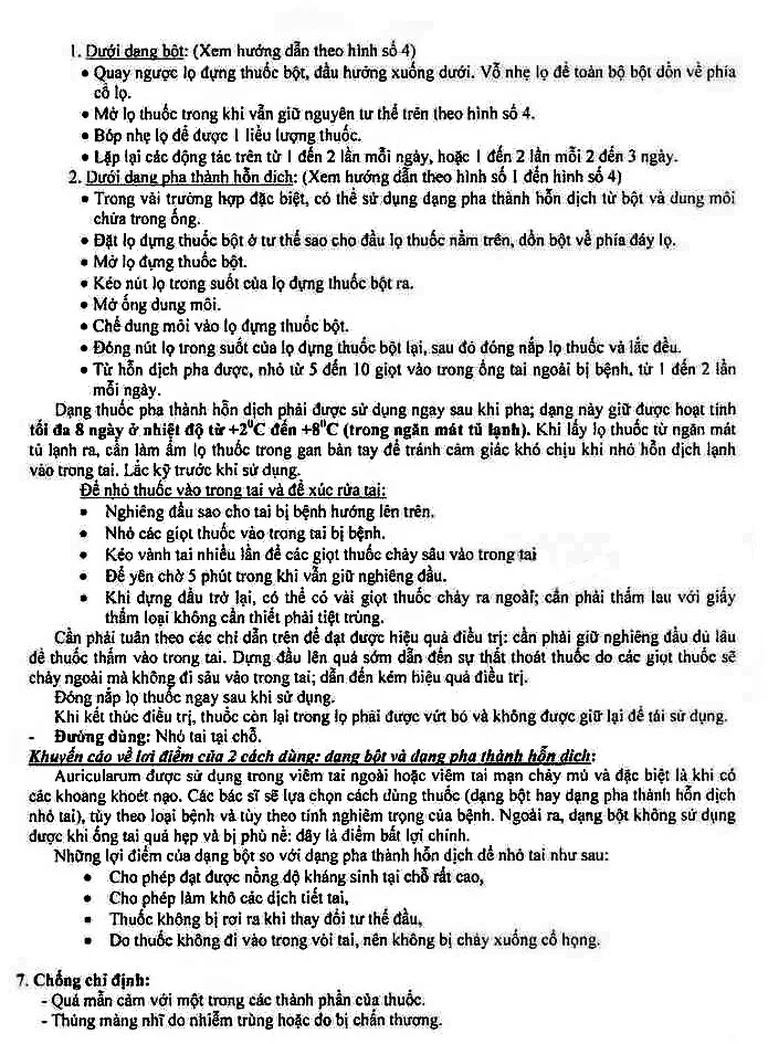 Thuốc nhỏ tai Auricularum điều trị viêm tai (1 lọ bột x 1 ống dung môi 10ml)