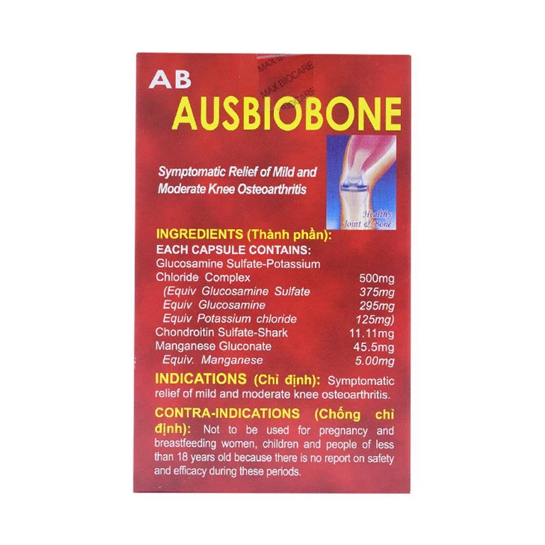 Thuốc Ausbiobone Biopharm điều trị triệu chứng thoái hóa khớp gối nhẹ và trung bình (60 viên)