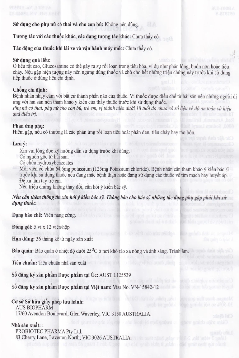 Thuốc Ausbiobone Biopharm điều trị triệu chứng thoái hóa khớp gối nhẹ và trung bình (60 viên)