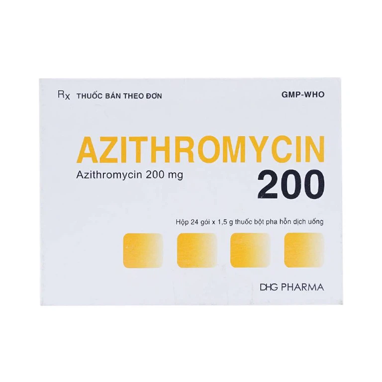 Bột Azithromycin 200 DHG điều trị nhiễm khuẩn (24 gói)