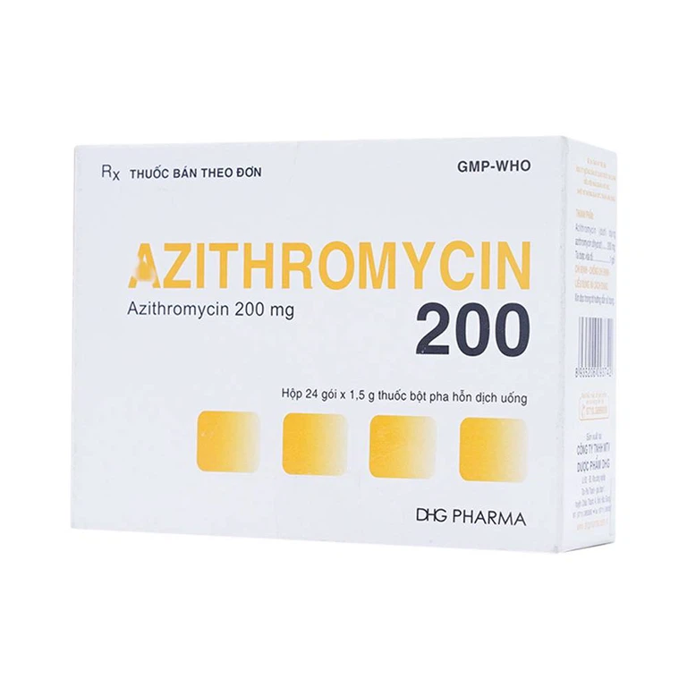 Bột Azithromycin 200 DHG điều trị nhiễm khuẩn (24 gói)