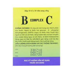 Thuốc B Complex C Vidipha bổ sung các vitamin nhóm B, C (10 vỉ x 10 viên)