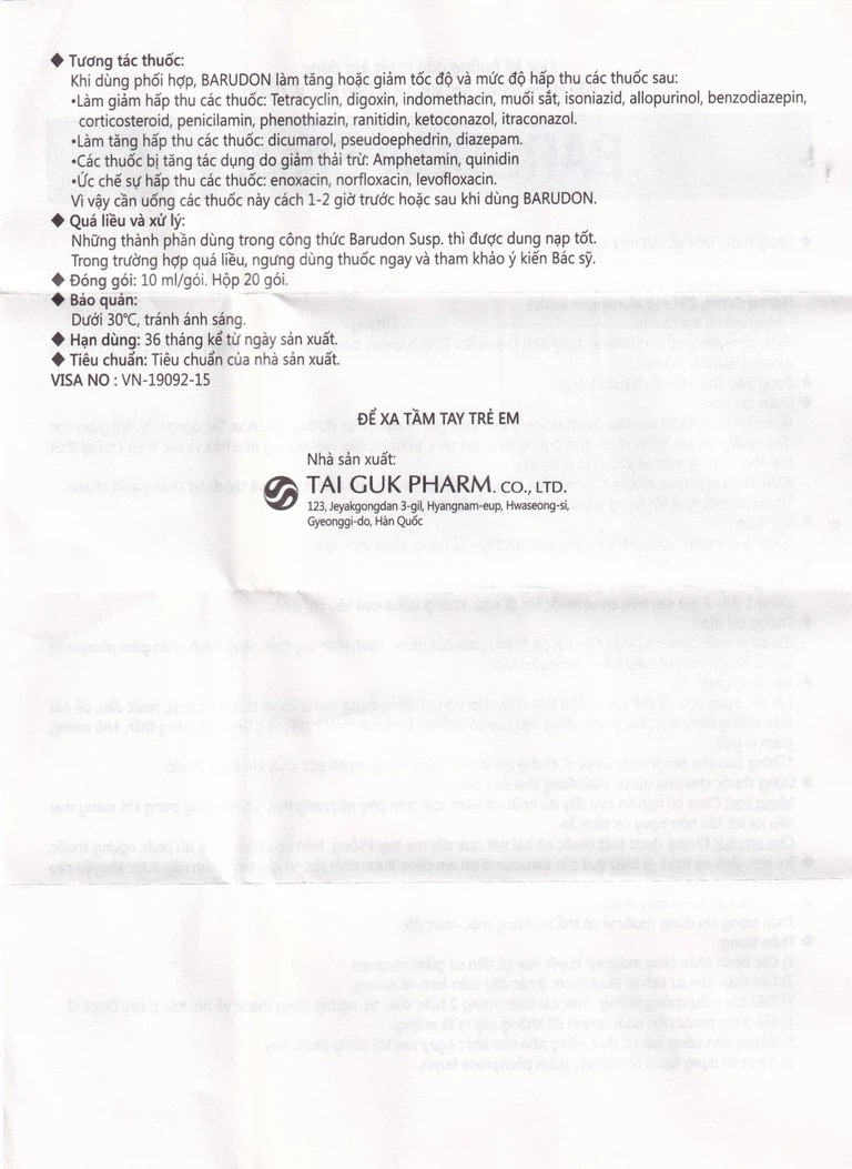 Hỗn dịch Barudon Susp Clesstra giảm đau nhanh trong viêm dạ dày, loét dạ dày - tá tràng (20 gói x 10ml)
