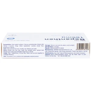 Viên uống Bepanthen 100mg Smard hỗ trợ giảm rụng tóc, khỏe chân tóc, móng chắc khỏe (2 vỉ x 10 viên)