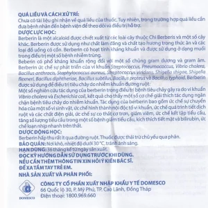 Thuốc Berberin 100mg Domesco điều trị nhiễm khuẩn đường ruột, tiêu chảy, kiết lỵ (100 viên)