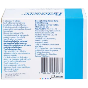 Thuốc Betaserc 24mg Abbott điều trị hội chứng Meniere (5 vỉ x 10 viên)