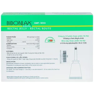 Gel dùng đường trực tràng Bibonlax Adults Hanoi Pharma điều trị táo bón (10 ống x 8g)