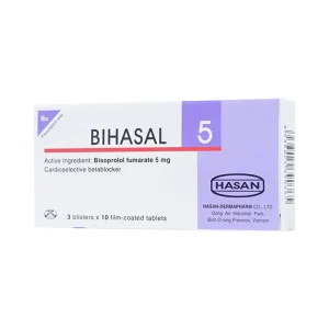 Thuốc Bihasal 5mg Hasan điều trị tăng huyết áp, đau thắt ngực, suy tim mạn tính ổn định (3 vỉ x 10 viên)