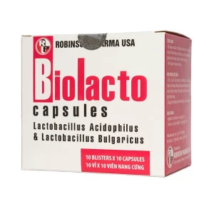 Viên uống Biolacto Robinson Pharma USA bổ sung lợi khuẩn giúp cân bằng hệ vi sinh đường ruột (10 vỉ x 10 viên)