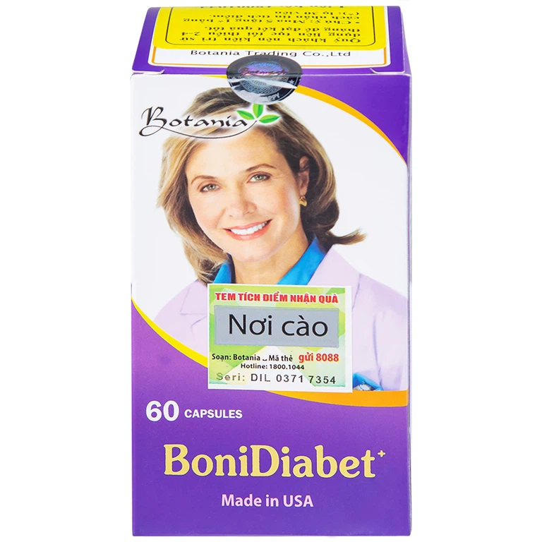 Viên uống BoniDiabet Botania hỗ trợ điều trị bệnh tiểu đường, làm giảm glucose máu (60 viên)