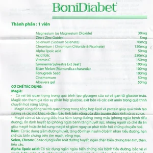 Viên uống BoniDiabet Botania hỗ trợ điều trị bệnh tiểu đường, làm giảm glucose máu (60 viên)