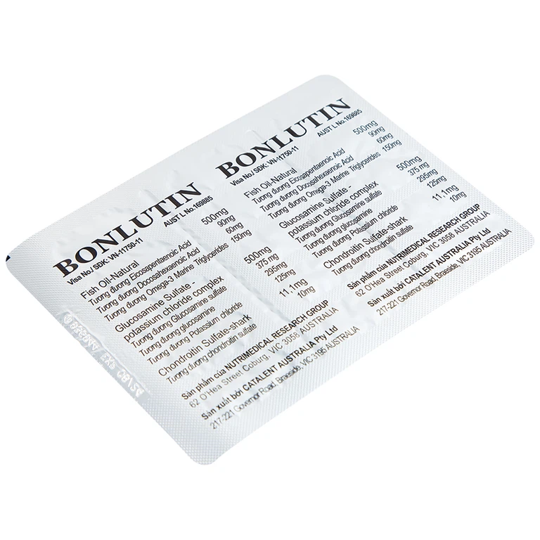 Thuốc Bonlutin Catalent giảm triệu chứng của thoái hóa khớp gối nhẹ và trung bình (4 vỉ x 15 viên)