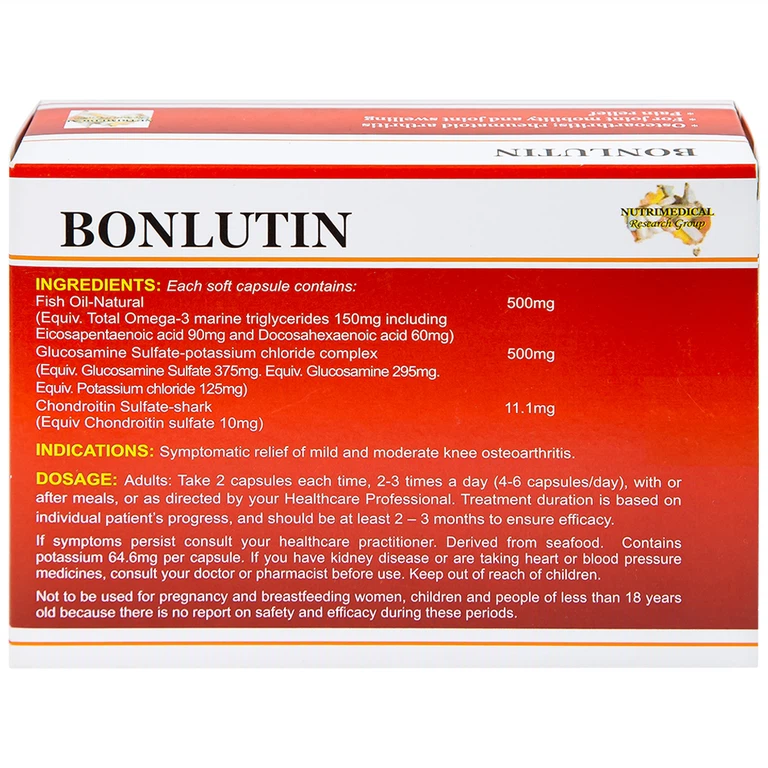 Thuốc Bonlutin Catalent giảm triệu chứng của thoái hóa khớp gối nhẹ và trung bình (4 vỉ x 15 viên)