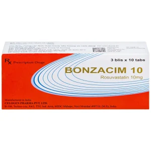 Thuốc Bonzacim 10 Celogen Pharma giảm cholesterol toàn phần (3 vỉ x 10 viên)