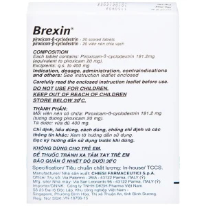 Thuốc Brexin Chiesi giảm các triệu chứng do viêm xương khớp (2 vỉ x 10 viên)
