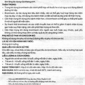 Thuốc Bromhexin 4mg Dược 3-2 tan đàm trong viêm khí phế quản, viêm phế quản mạn tính (10 vỉ x 20 viên)