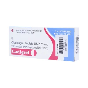 Thuốc Cadigrel 75mg Cadila ngăn ngừa huyết khối động mạch (3 vỉ x 10 viên)