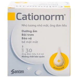 Nhũ tương nhỏ mắt Cationorm Santen dưỡng ẩm, bôi trơn, bảo vệ bề mặt mắt (30 ống x 0,4ml)