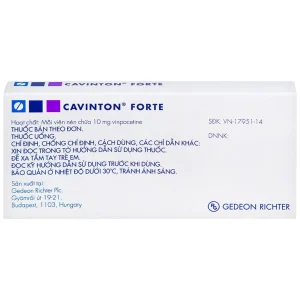 Thuốc Cavinton Forte 10mg Gedeon điều trị rối loạn tuần hoàn máu não (2 vỉ x 15 viên)