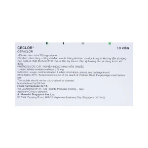 Thuốc Ceclor 375mg Menarini điều trị nhiễm khuẩn (1 vỉ x 10 viên)