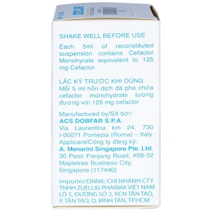 Bột pha hỗn dịch uống Ceclor 125mg Menarini điều trị nhiễm khuẩn (30ml)