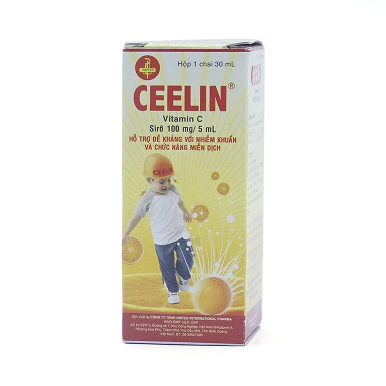 Siro Ceelin United bổ sung vitamin C, tăng cường sức đề kháng (30ml)