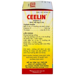 Siro Ceelin United bổ sung vitamin C, tăng cường sức đề kháng (60ml)