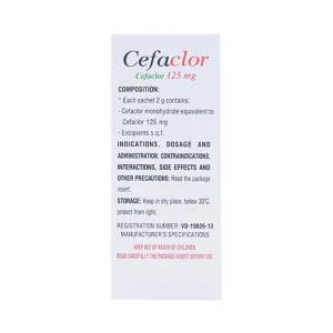 Bột pha hỗn dịch uống Cefaclor 125mg Domesco điều trị nhiễm khuẩn (10 gói)