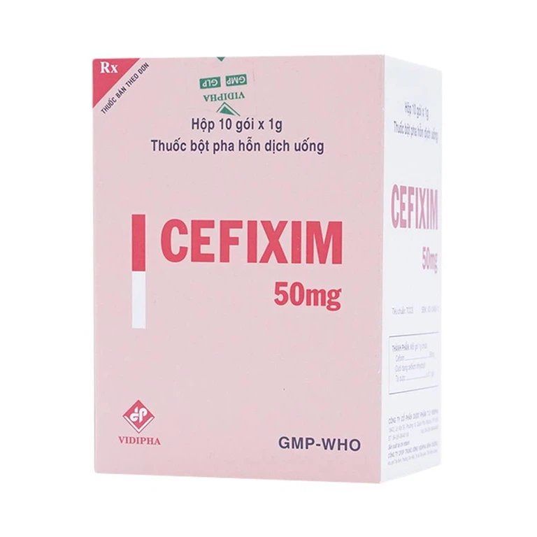 Bột pha hỗn dịch uống Cefixim 50mg Vidipha điều trị nhiễm khuẩn (10 gói)