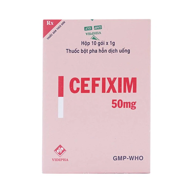 Bột pha hỗn dịch uống Cefixim 50mg Vidipha điều trị nhiễm khuẩn (10 gói)