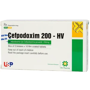Thuốc Cefpodoxim 200mg-HV USP điều trị nhiễm khuẩn (3 vỉ x 10 viên)