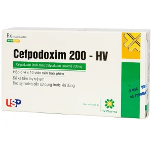 Thuốc Cefpodoxim 200mg-HV USP điều trị nhiễm khuẩn (3 vỉ x 10 viên)
