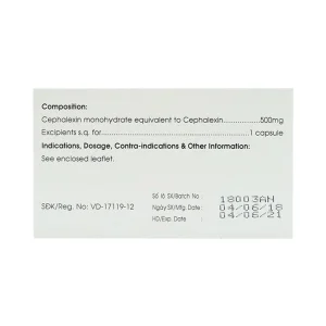 Thuốc Cephalexin MKP 500 điều trị nhiễm khuẩn (10 vỉ x 10 viên)