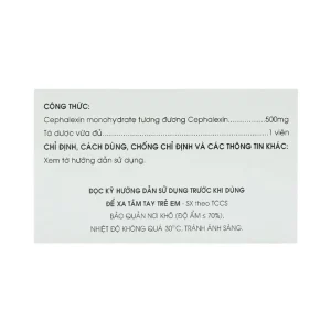 Thuốc Cephalexin MKP 500 điều trị nhiễm khuẩn (10 vỉ x 10 viên)