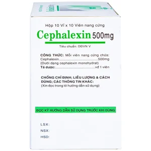 Thuốc Cephalexin 500mg Vidipha điều trị nhiễm khuẩn (10 vỉ x 10 viên)