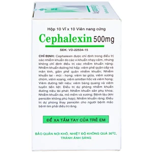 Thuốc Cephalexin 500mg Vidipha điều trị nhiễm khuẩn (10 vỉ x 10 viên)