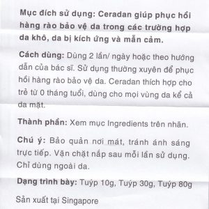 Kem phục hồi da Ceradan Ceramide Skin Barrier Repair Cream dành cho da khô, kích ứng và nhạy cảm (30g)
