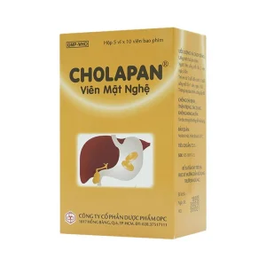 Viên mật nghệ Cholapan OPC điều trị các chứng gan đau, mật kém, đau dạ dày (5 vỉ x 10 viên)