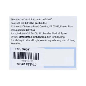 Thuốc Cialis Lilly điều trị rối loạn cương dương (1 vỉ x 2 viên)