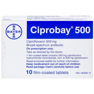 Thuốc Ciprobay 500mg Bayer điều trị nhiễm trùng (1 vỉ x 10 viên)