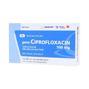 Thuốc PMS-Ciprofloxacin 500mg điều trị nhiễm khuẩn nặng (2 vỉ x 10 viên)