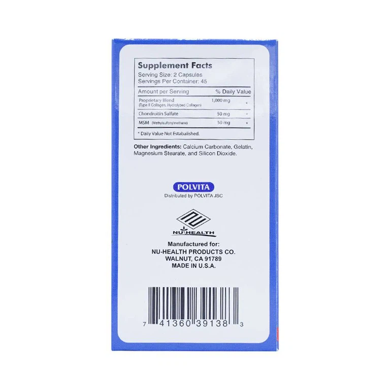 Viên uống Co-CELL Type II Collagen Complex Nuhealth ngừa thoái hóa khớp, cải thiện vận động khớp (90 viên)