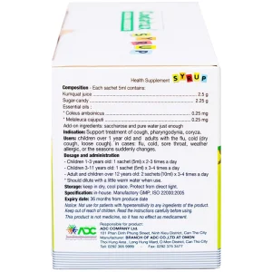 Siro Codatux Syrup ADC hỗ trợ long đờm, giảm ho, đau họng (30 gói x 5ml)