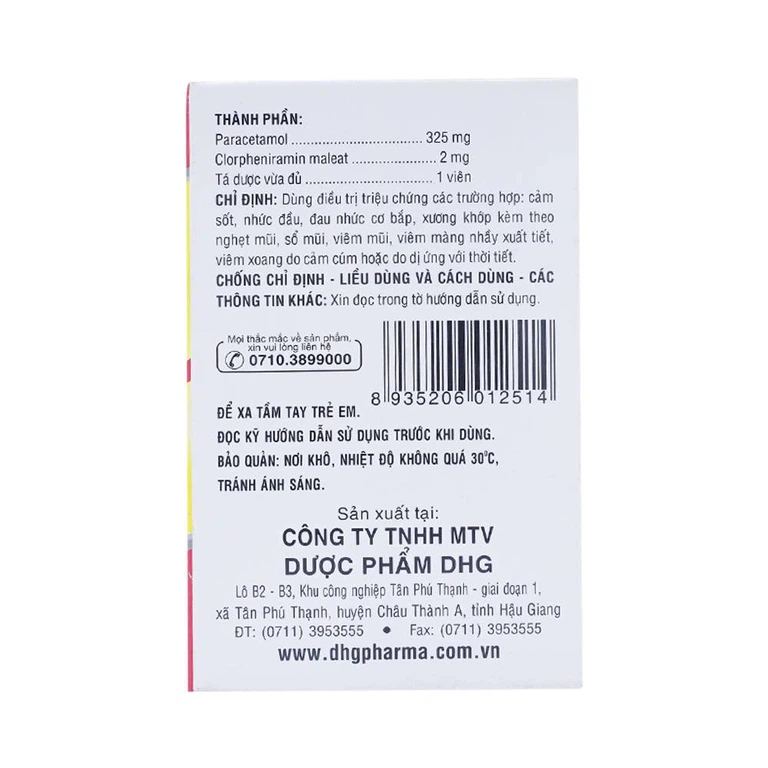Thuốc Coldacmin Flu DHG điều trị triệu chứng cảm sốt, nhức đầu, đau nhức cơ bắp (10 vỉ x 10 viên)